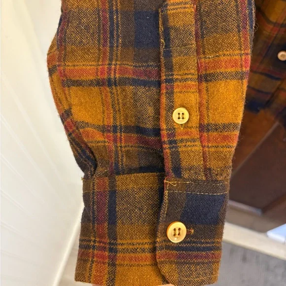 Vintage Kmart Wool Flannel Blue & Burnt Orange - Picture 4 of 7
